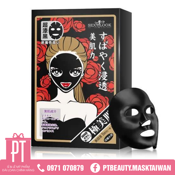 Mặt Nạ Hoa Hồng Đỏ Sexylook Intensive Moisturizing Black Cotton Mask 5pcs