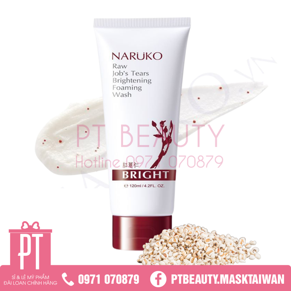 Sữa Rửa Mặt Ý Dĩ Đỏ Narukok Raw Job s Tears Brightening Foaming Wash 120g