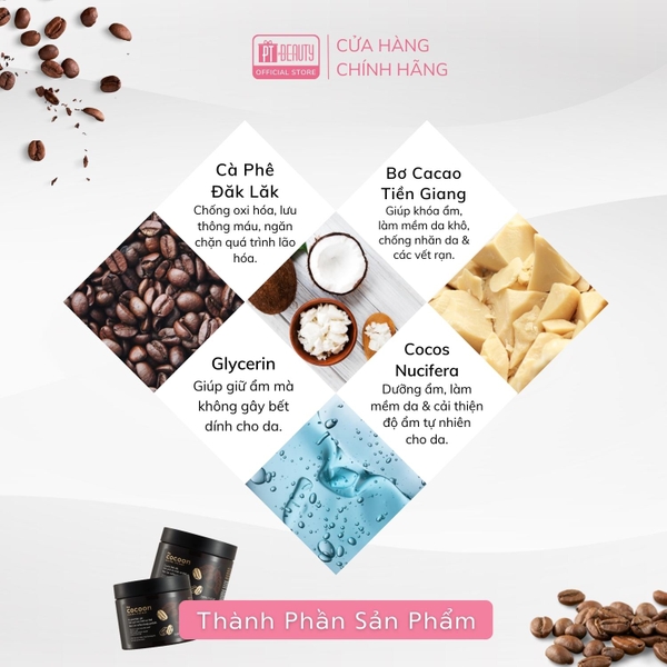 Tẩy tế bào chết body cà phê Đắk Lắk Cocoon cho làn da mềm mịn và rạng rỡ 200ml
