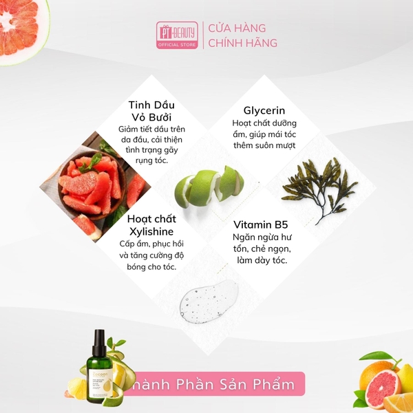 Nước dưỡng tóc tinh dầu bưởi Cocoon giúp giảm gãy rụng và làm mềm tóc 140m