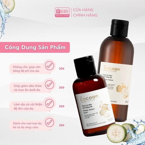 Nước bí đao cân bằng da (toner) Cocoon chai 140ml - 310ml