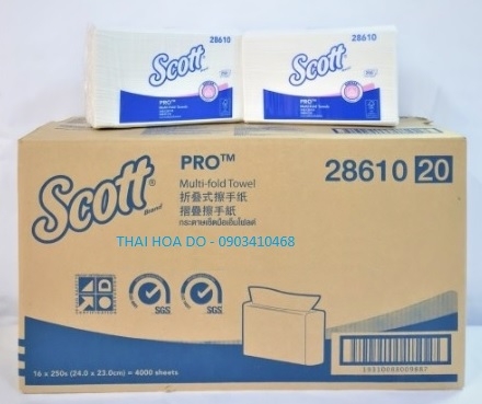 SCOTT  Multi-Fold Towel Airflex 28610-28620 (giấy lau Airflex dạng xếp tờ đóng gói rút kéo)