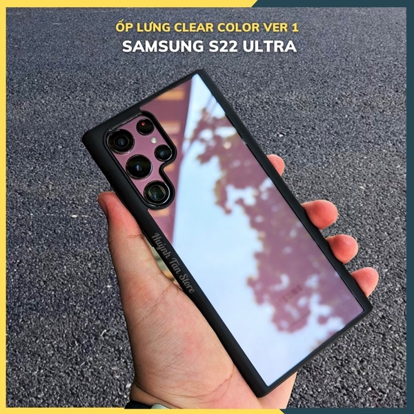 Ốp lưng s22 ultra clear color ver 1 viền màu mặt lưng trong suốt không ố vàng bảo vệ camera phụ kiện huỳnh tân store