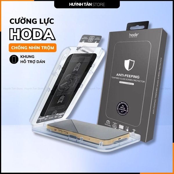 Kính cường lực iphon ip 16 Pro chống nhìn trộm kèm khung tự dán chính hãng HODA