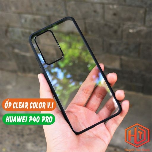 Ốp lưng p40 pro clear color ver 1 viền màu mặt lưng trong suốt không ố vàng bảo vệ camera phụ kiện huỳnh tân store