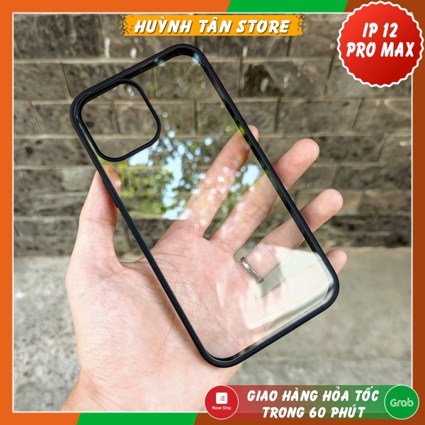 Ốp lưng iphone 12 pro max clear color ver 1 viền màu mặt lưng trong suốt không ố vàng bảo vệ camera phụ kiện huỳnh tân store