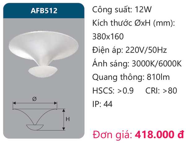 Đèn Led ốp trần Duhal AFB512