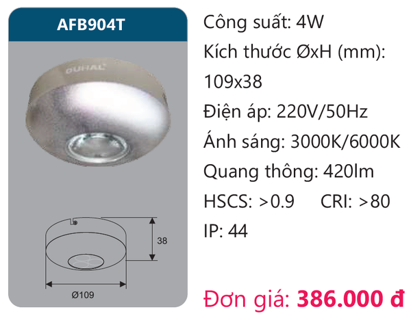 Đèn Led ốp trần gắn nổi chiếu sâu Duhal AFB904T