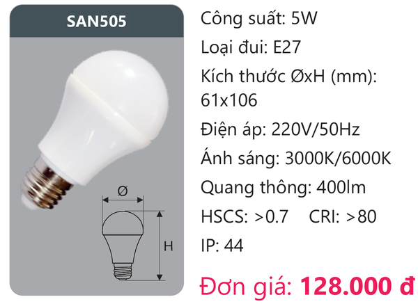 Bóng đèn Led cảm biến âm thanh Duhal SAN505