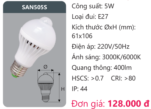 Bóng đèn Led cảm biến chuyển động Duhal SAN505S