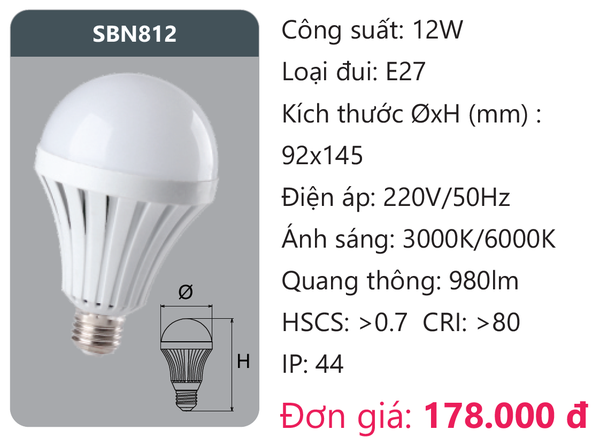 Bóng đèn Led Duhal SBN812