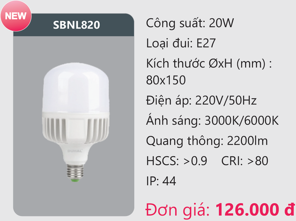 Bóng đèn Led Duhal SBNL820
