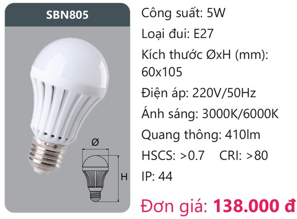 Bóng đèn Led Duhal SBN805