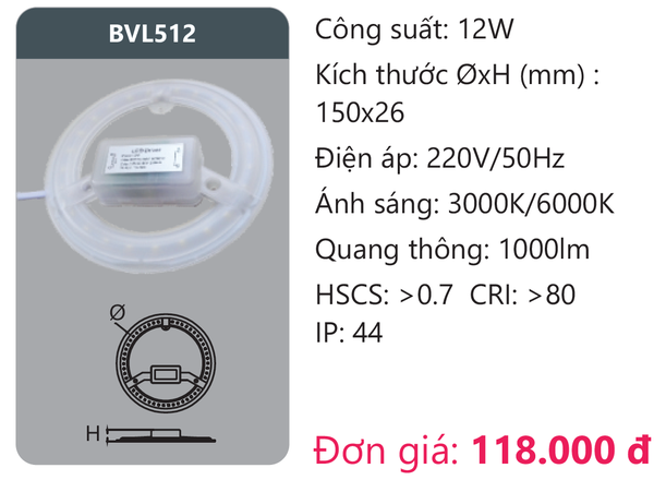 Bóng đèn Led vòng Duhal BVL512