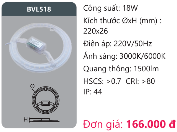 Bóng đèn Led vòng Duhal BVL518