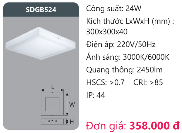 Đèn Led panel Duhal SDGB524