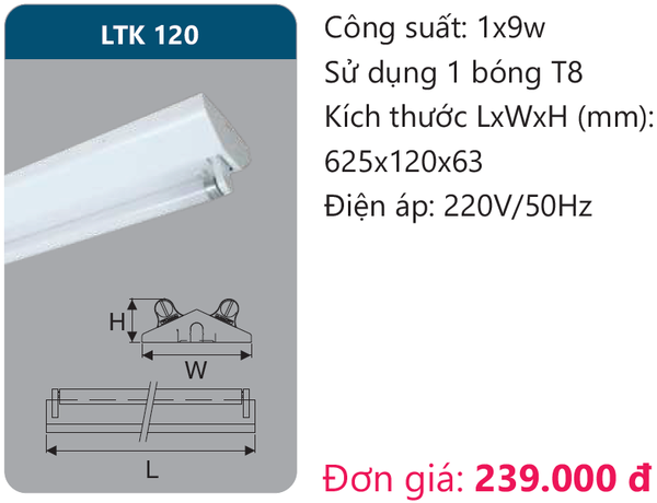 Đèn Led công nghiệp chữ V Duhal LTK 120