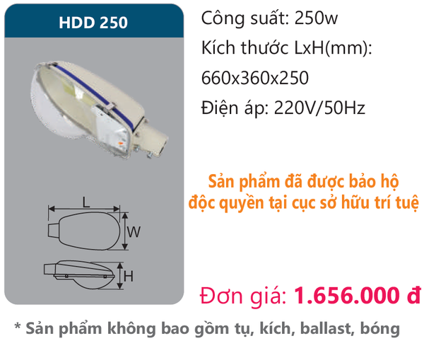 Đèn
đường Duhal HDD 250