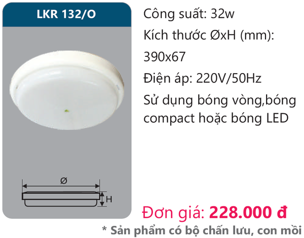 Đèn ốp trần Duhal LKR 132/O