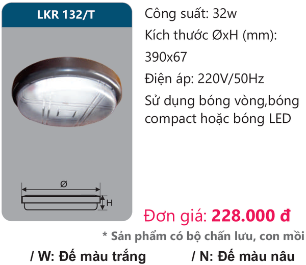 Đèn ốp trần Duhal LKR 132/T