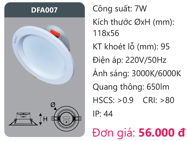 Đèn Led âm trần downlight Duhal DFA007