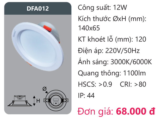 Đèn Led âm trần downlight Duhal DFA012