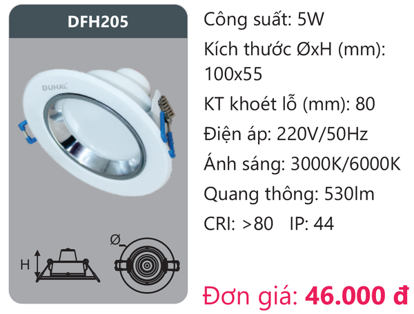 Đèn Led âm trần downlight Duhal DFH205