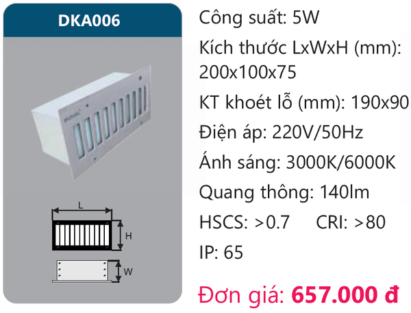 Đèn Led âm tường Duhal DKA006