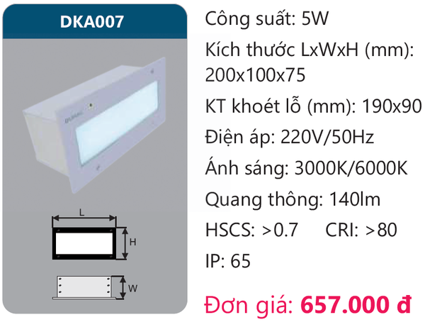 Đèn Led âm tường Duhal DKA007