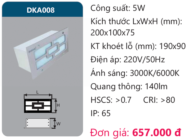 Đèn Led âm t
ường Duhal DKA008