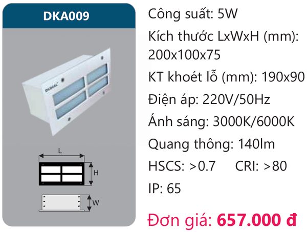 Đèn Led âm t
ường Duhal DKA009