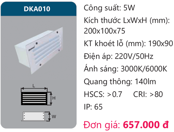 Đèn Led âm tường Duhal DKA010