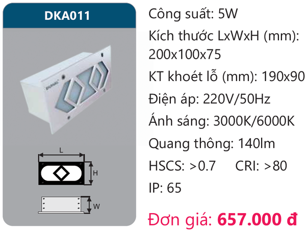 Đèn Led âm tường Duhal DKA011