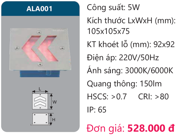 Đèn Led âm tường Duhal ALA001