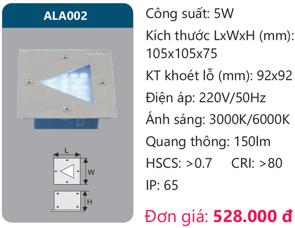 Đèn Led âm tường Duhal ALA002