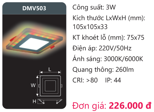 Đèn Led panel màu Duhal DMV503