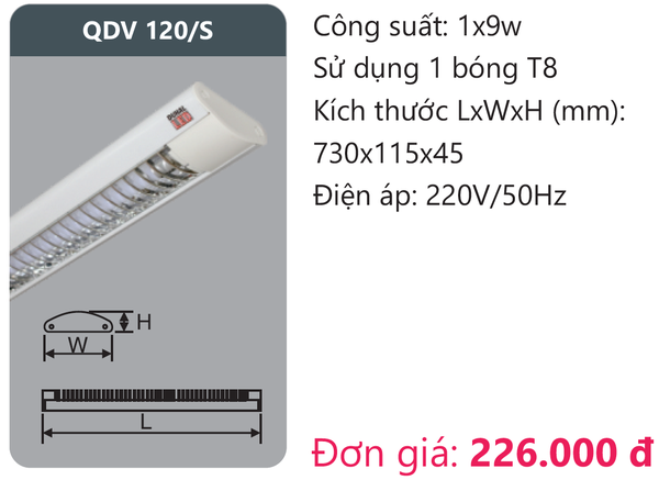 Đèn led ốp trần siêu mỏng Duhal QDV 120/S