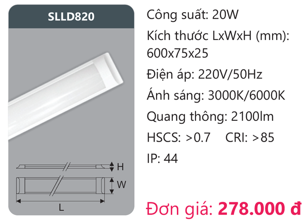 Đèn Led ốp trần Duhal SLLD820 chụp mica