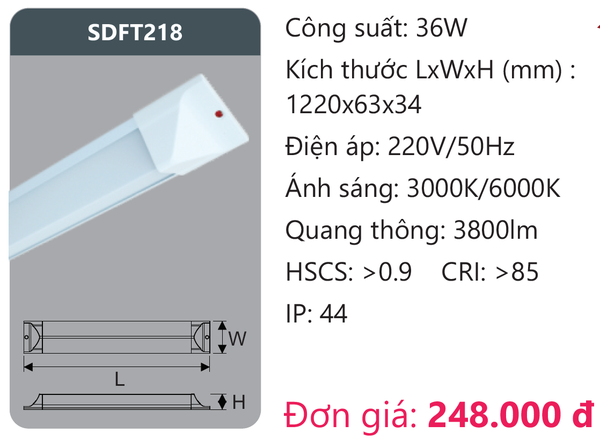 Đèn Led ốp trần Duhal SDFT218 chụp mica