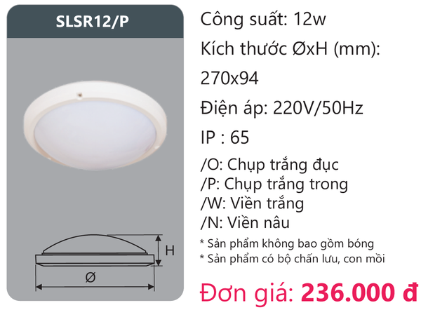 Đèn led ốp trần siêu mỏng Duhal SLSR12/P