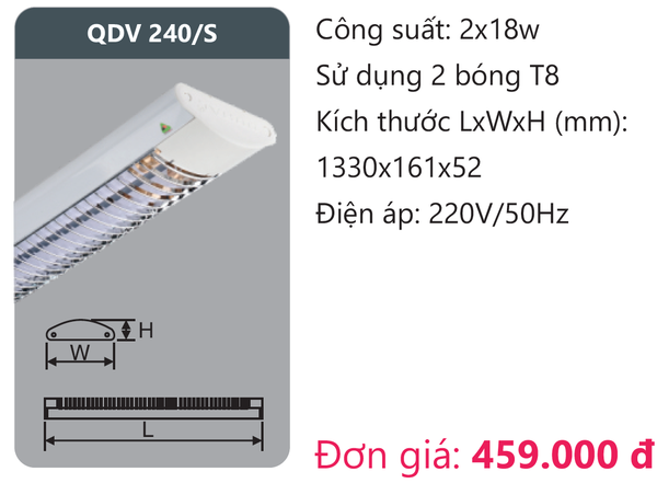 Đèn led ốp trần siêu mỏng Duhal QDV 240/S