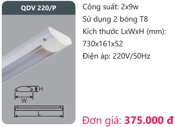 Đèn led ốp trần siêu mỏng Duhal QDV 220/P