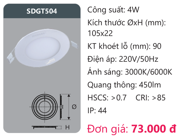 Đèn Led panel Duhal SDGT504