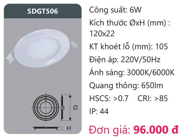 Đèn Led panel Duhal SDGT506