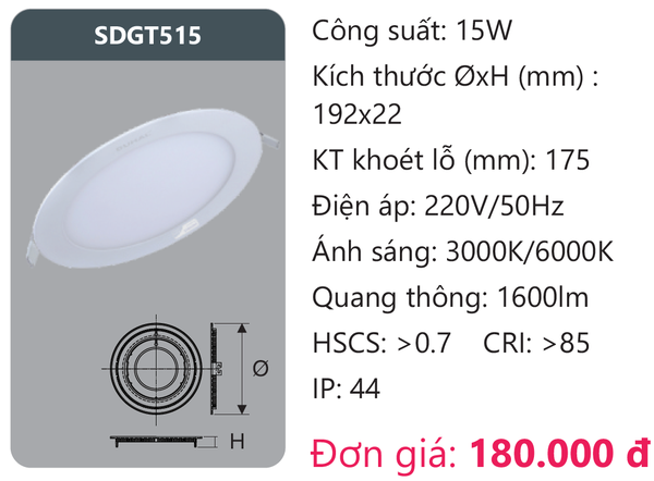 Đèn Led panel Duhal SDGT515