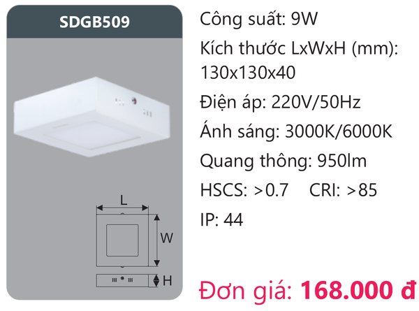 Đèn Led panel Duhal SDGB509