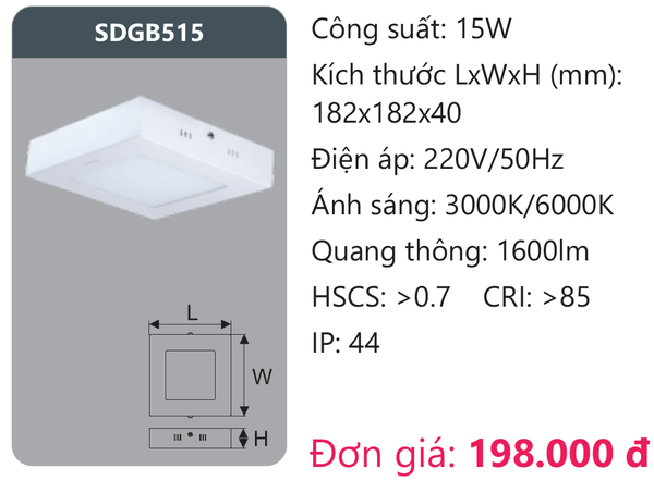 Đèn Led panel Duhal SDGB515