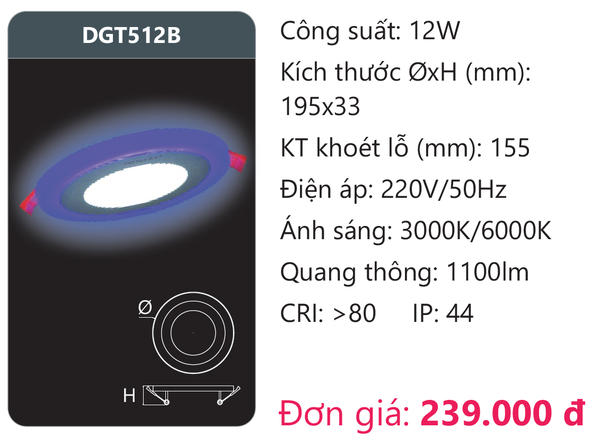 Đèn Led panel Duhal DGT512B