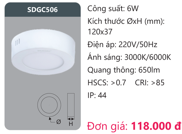 Đèn Led panel Duhal SDGC506