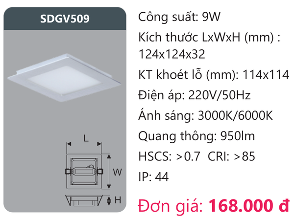 Đèn Led panel Duhal SDGV509